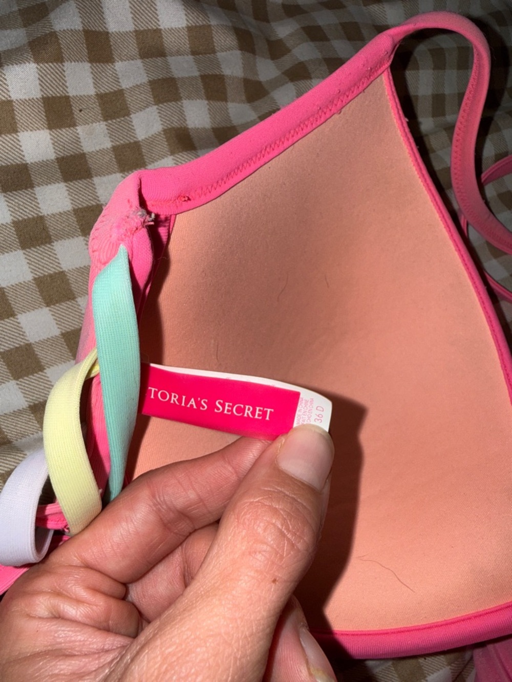 Victoria's Secret Neon Pink Bikini Top with Pastel Multi-Straps - Picture 3 of 4